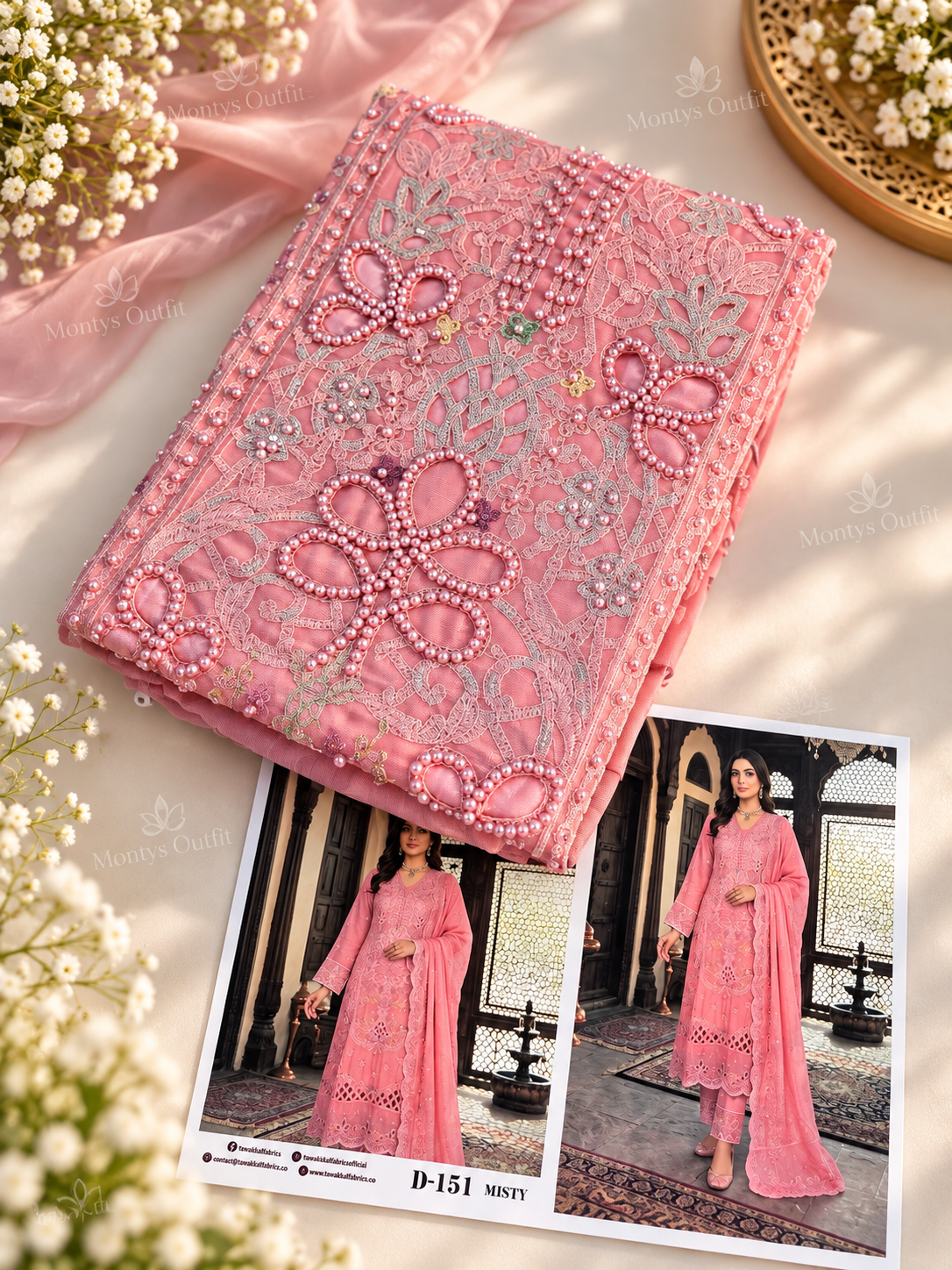 Luxury Unstitched Party Dress Collection  ( D No 151 )  ( Pink    )